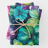 Kleurrijke Floral Ink Art Wrapping Paper Sheets