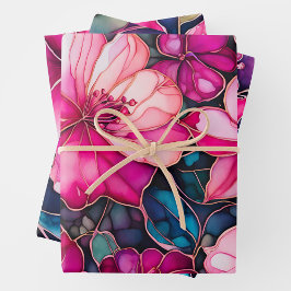 Kleurrijke Floral Ink Art Wrapping Paper Sheets