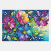 Kleurrijke Floral Ink Art Wrapping Paper Sheets (Voorkant 3)