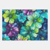 Kleurrijke Floral Ink Art Wrapping Paper Sheets (Voorkant)