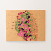 Kleurrijke Floral Let's Bloom + aangepaste naam Legpuzzel (Horizontaal)