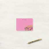 Kleurrijke Floral Let's Bloom + aangepaste naam Post-it® Notes (Op bureau)