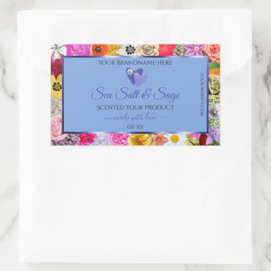 Kleurrijke "Floral Light Blue Product Labels Diamo (Tas)
