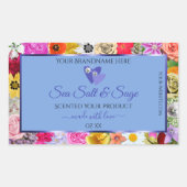 Kleurrijke "Floral Light Blue Product Labels Diamo (Voorkant)