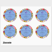 Kleurrijke "Floral Light Blue Product Labels Diamo (Vel)
