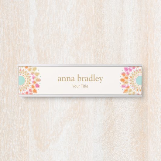 Kleurrijke Floral Lotus Flower Deurbordje (Voorkant)