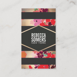 Kleurrijke Floral Makeup en Beauty Black Striped Visitekaartje