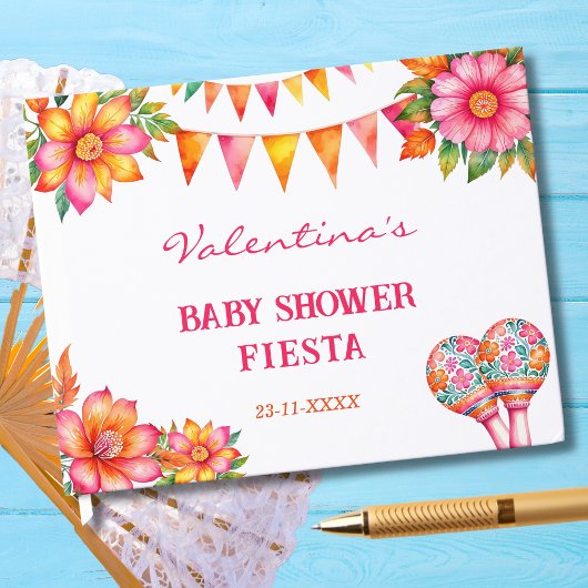Kleurrijke Floral Mexican Fiesta Baby shower Gastenboek