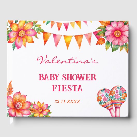 Kleurrijke Floral Mexican Fiesta Baby shower Gastenboek (Voorkant)