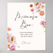 Kleurrijke Floral Mimosa Bar Vrijgezellenfeest Poster (Voorkant)