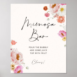 Kleurrijke Floral Mimosa Bar Vrijgezellenfeest Poster