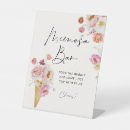 Kleurrijke Floral Mimosa Bar Vrijgezellenfeest Reclamebord Met Voetstuk