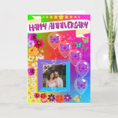 Kleurrijke Floral Modern Bohemian Happy Jubileum Bedankkaart (Voorkant)