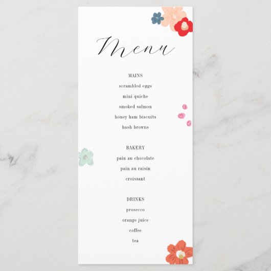 Kleurrijke Floral Moederdag Brunch Menu (Voorkant)