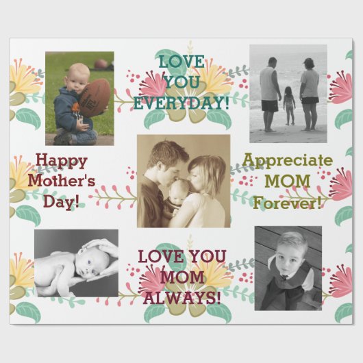 Kleurrijke Floral-Moederdag Cadeaupapier (Vlak)