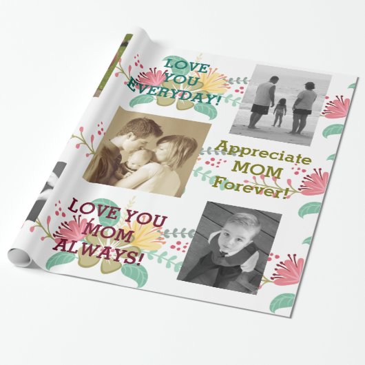 Kleurrijke Floral-Moederdag Cadeaupapier (Uitgerold)