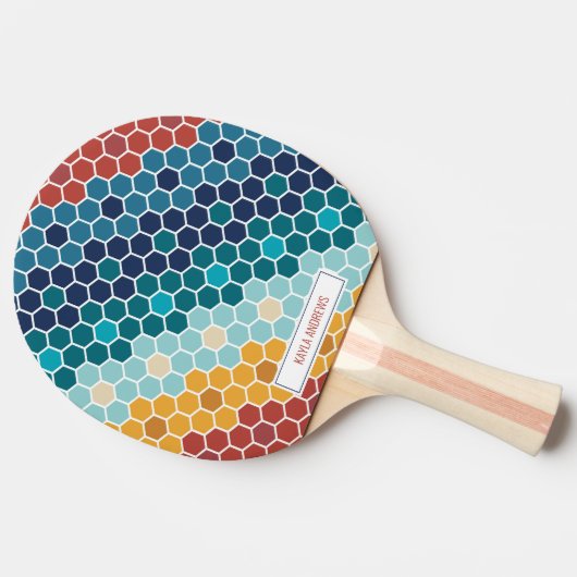 Kleurrijke Floral Mozaïek Hexagon Tafeltennis Tafeltennisbatje (Zijkant)