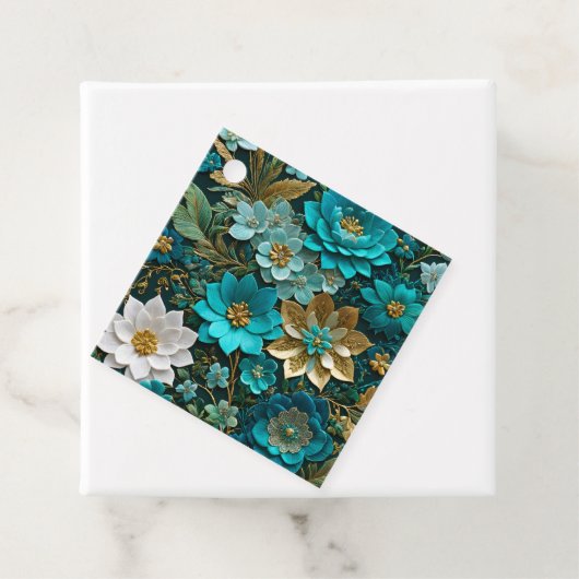 Kleurrijke Floral Needlepoint Art Gift Labels (In situ)