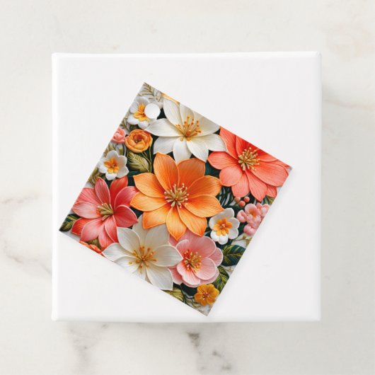 Kleurrijke Floral Needlepoint Art Gift Labels (In situ)