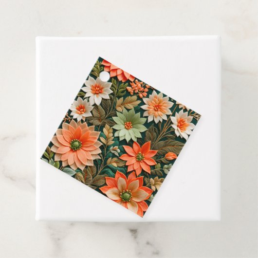 Kleurrijke Floral Needlepoint Art Gift Labels (In situ)