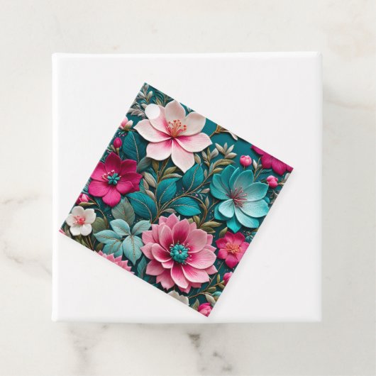 Kleurrijke Floral Needlepoint Art Gift Labels (In situ)