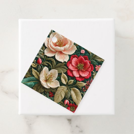 Kleurrijke Floral Needlepoint Art Gift Labels (In situ)