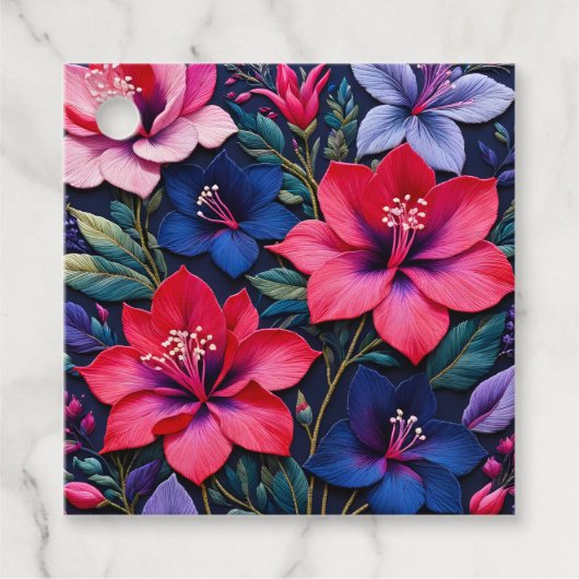 Kleurrijke Floral Needlepoint Art Gift Labels (Voorkant)