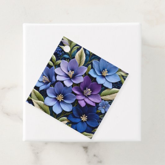 Kleurrijke Floral Needlepoint Art Gift Labels (In situ)