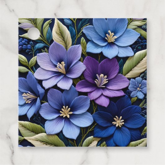 Kleurrijke Floral Needlepoint Art Gift Labels (Voorkant)