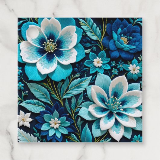 Kleurrijke Floral Needlepoint Art Gift Labels (Voorkant)