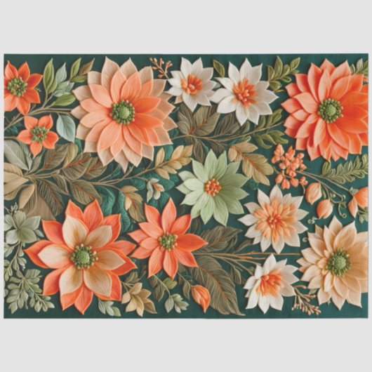 Kleurrijke Floral Needlepoint Art Tissue Paper Tissuepapier (Voorkant)