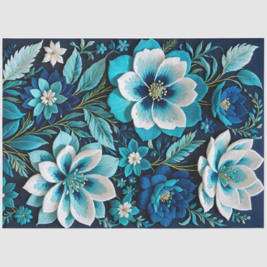 Kleurrijke Floral Needlepoint Art Tissue Paper Tissuepapier (Voorkant)