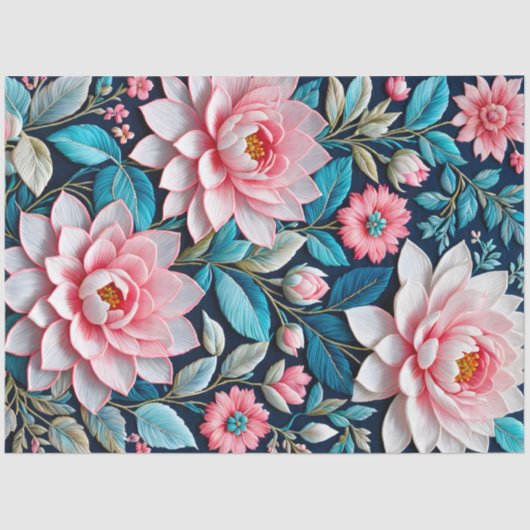 Kleurrijke Floral Needlepoint Art Tissue Paper Tissuepapier (Voorkant)