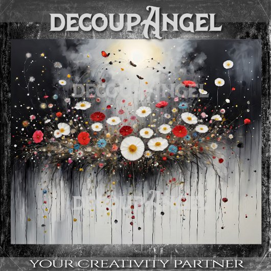 Kleurrijke Floral Ornament Hor. - Ontkoppeling - Tissuepapier