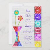 Kleurrijke Floral Papel Picado Mexicaanse bruiloft Kaart (Voorkant)