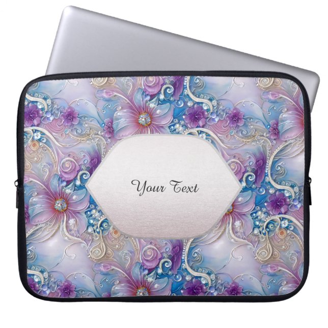 Kleurrijke Floral Parelachtige Pareltjes Laptop Sl Laptop Sleeve (Voorkant)