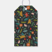 Kleurrijke Floral & Pine Lijst vakantie Cadeaulabel (Achterkant)