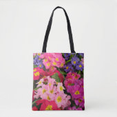 Kleurrijke Floral Pink Blue Paars Primula Flowers Tote Bag (Voorkant)