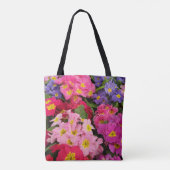 Kleurrijke Floral Pink Blue Paars Primula Flowers Tote Bag (Achterkant)