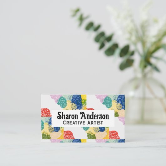 Kleurrijke Floral Plant tekeningen | artistiek Visitekaartje (Staand voorkant)