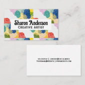 Kleurrijke Floral Plant tekeningen | artistiek Visitekaartje (Voorkant / Achterkant)