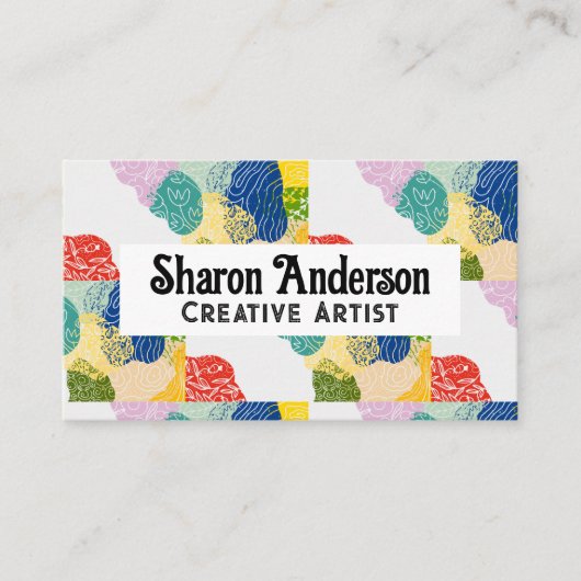 Kleurrijke Floral Plant tekeningen | artistiek Visitekaartje (Voorkant)