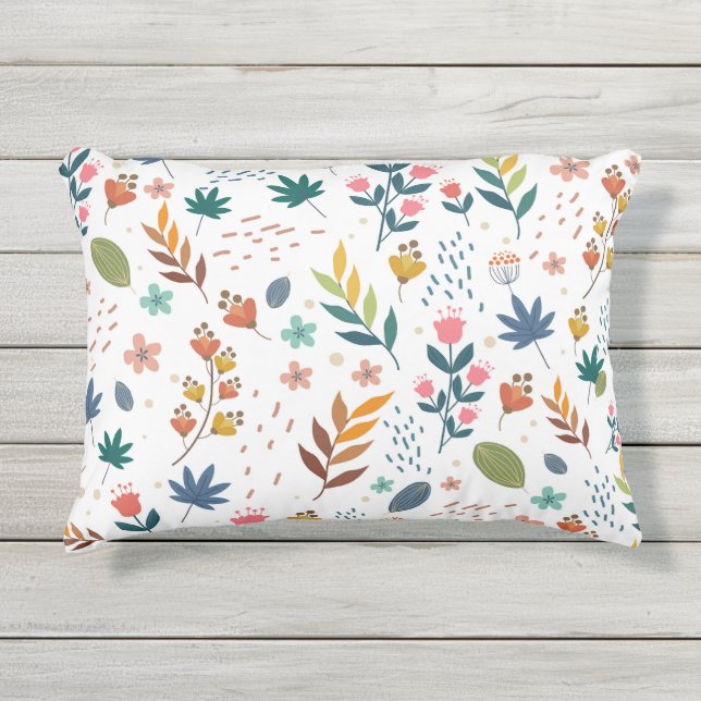 Kleurrijke Floral Print Buitenkussen (Voorkant)