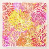 Kleurrijke Floral Print Glazen Onderzetter (Voorkant)