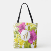 Kleurrijke Floral Print met Monogram Tote Bag (Achterkant)