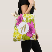 Kleurrijke Floral Print met Monogram Tote Bag (Dichtbij)