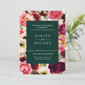 Kleurrijke Floral Print Wedding Uitnodiging (Staand voorkant)