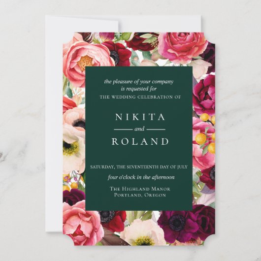 Kleurrijke Floral Print Wedding Uitnodiging (Voorkant)