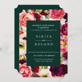 Kleurrijke Floral Print Wedding Uitnodiging