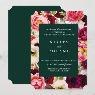 Kleurrijke Floral Print Wedding Uitnodiging
